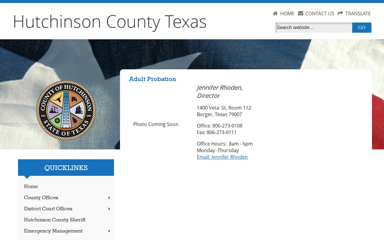 Hutchinson County probation office information