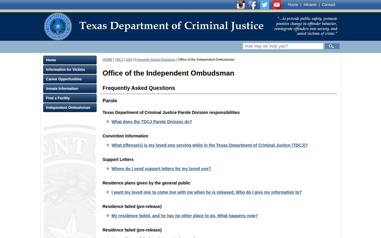 Hutchinson County projected release date terminology from TDCJ